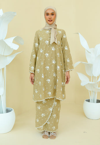 Akrab Kurung (Olive Green)