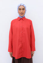 Load image into Gallery viewer, Erum Linen Top (Red-Orange)