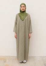 Load image into Gallery viewer, Rayya Stripe Kaftan (Moss Green)