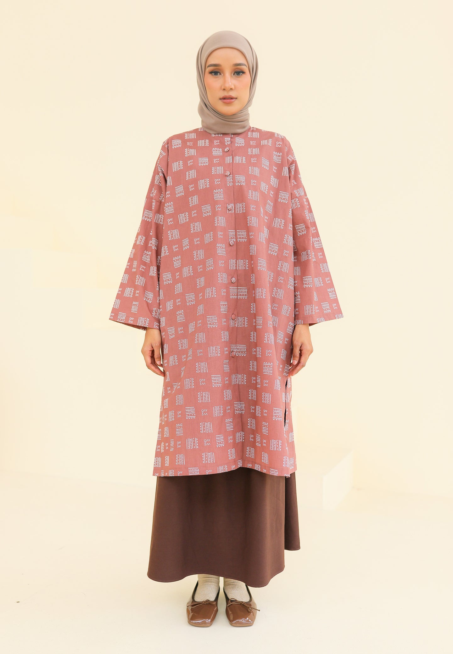 Ibna Printed Tunic (Dusty Rose)