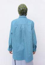 Load image into Gallery viewer, Erum Linen Top (Aqua Blue)