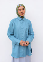 Load image into Gallery viewer, Erum Linen Top (Aqua Blue)