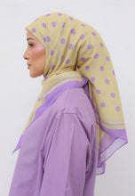 Load image into Gallery viewer, Polka Cotton Square (Yellow Purple)