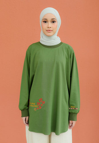 Be Kind Embroidered T-Shirt (Olive Green)