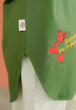 Load image into Gallery viewer, Be Kind Embroidered T-Shirt (Olive Green)