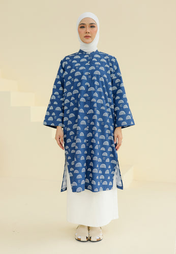 Ibna Printed Tunic (Earthy Blue)