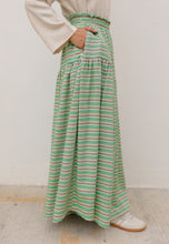 Load image into Gallery viewer, Nawra Printed Skirt (Green Stripe)