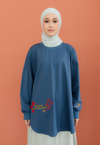 Be Kind Embroidered T-Shirt (Blue Denim)