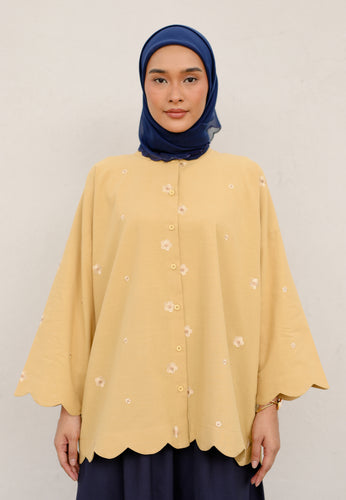 Afrina Scallop Top (Mustard)