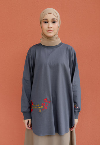 Be Kind Embroidered T-Shirt (Space Grey)