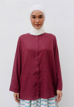 Load image into Gallery viewer, Senna Linen Top (Maroon)