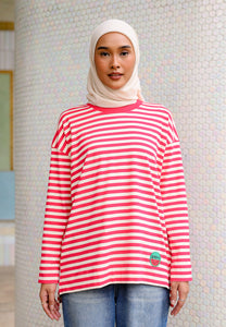 Breezy Stripe T-Shirt (Red Cream)