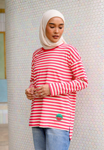 Breezy Stripe T-Shirt (Red Cream)