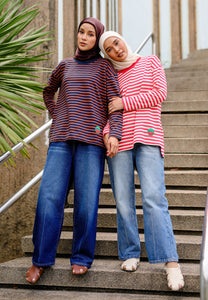 Breezy Stripe T-Shirt (Red Cream)