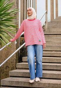 Breezy Stripe T-Shirt (Red Cream)