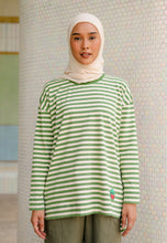 Load image into Gallery viewer, Breezy Stripe T-Shirt (Olive Cream)