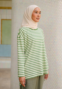 Breezy Stripe T-Shirt (Olive Cream)