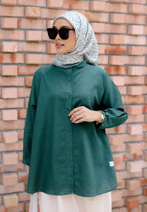 Hessa Linen Top (Emerald Green)