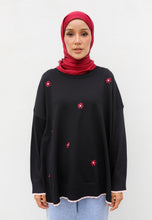 Load image into Gallery viewer, Areea Flower Knitwear (Black Maroon)