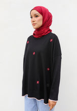 Load image into Gallery viewer, Areea Flower Knitwear (Black Maroon)