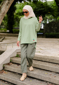 Breezy Stripe T-Shirt (Olive Cream)