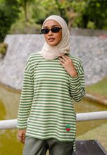 Load image into Gallery viewer, Breezy Stripe T-Shirt (Olive Cream)