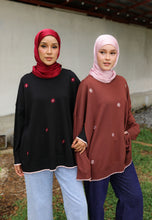 Load image into Gallery viewer, Areea Flower Knitwear (Black Maroon)