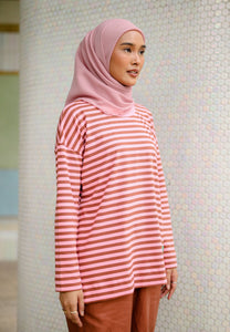 Breezy Stripe T-Shirt (Brown Pink)