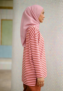 Breezy Stripe T-Shirt (Brown Pink)