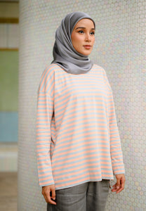 Breezy Stripe T-Shirt (Peach Grey)