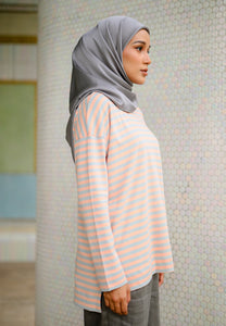 Breezy Stripe T-Shirt (Peach Grey)