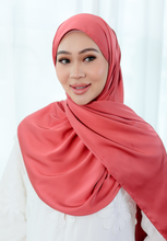 Load image into Gallery viewer, Bayu Halfmoon Satin Shawl (Brick Redwood)
