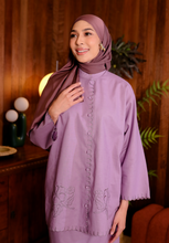 Load image into Gallery viewer, Bayu Halfmoon Satin Shawl (Plum Purple)