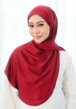 Load image into Gallery viewer, Bayu Halfmoon Satin Shawl (Maroon)