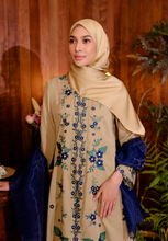 Load image into Gallery viewer, Bayu Halfmoon Satin Shawl (Greenish Gold)
