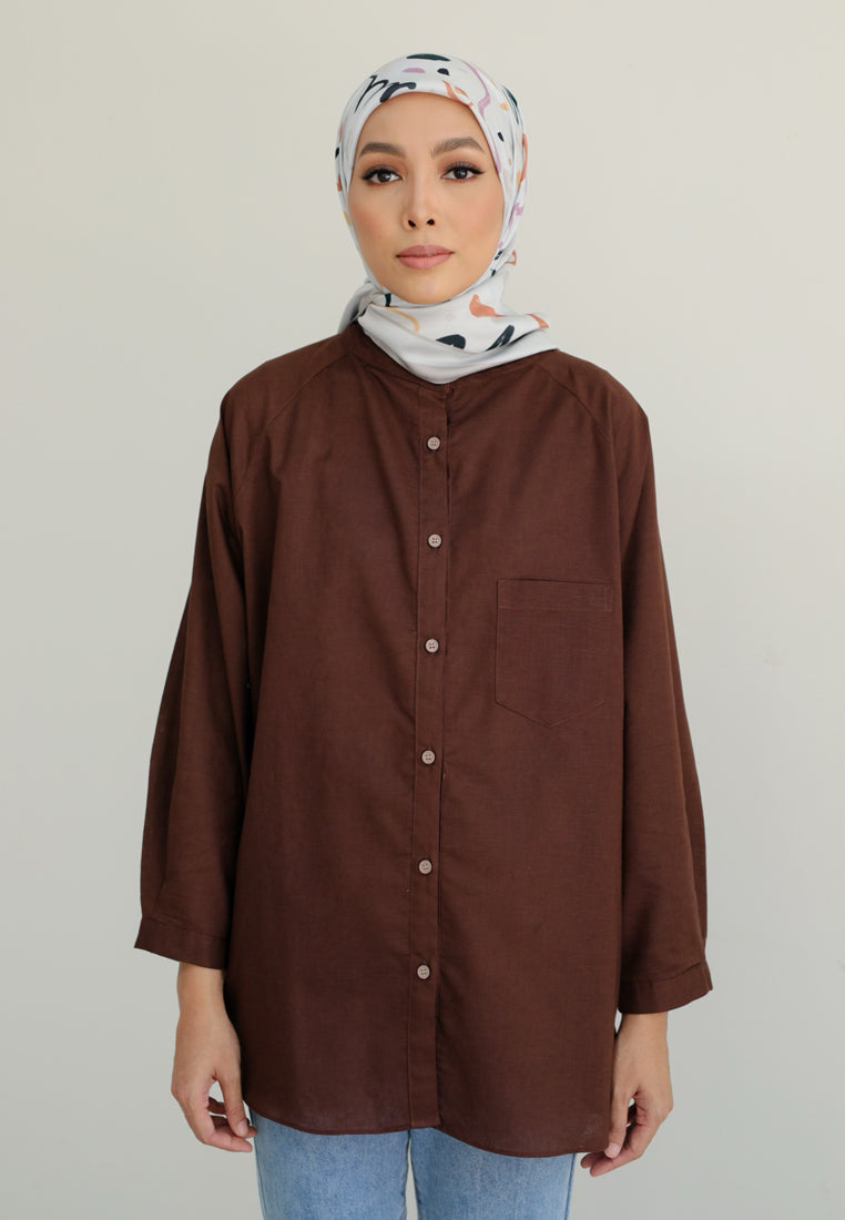 Hessa Linen Top (Dark Choco)