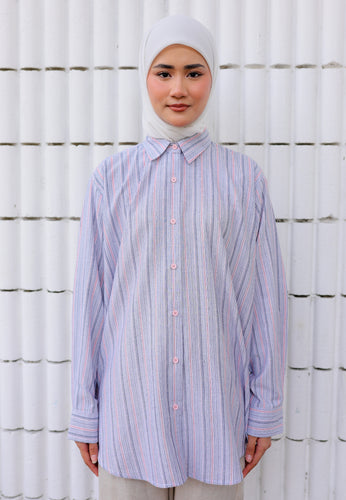 Nouf Stripe Top (Pink Blue)