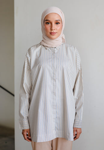 Zaira Printed Top (Stripe Nude)