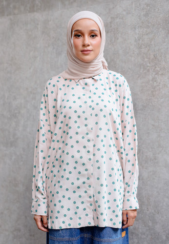Zaira Printed Top (Polka Nude)