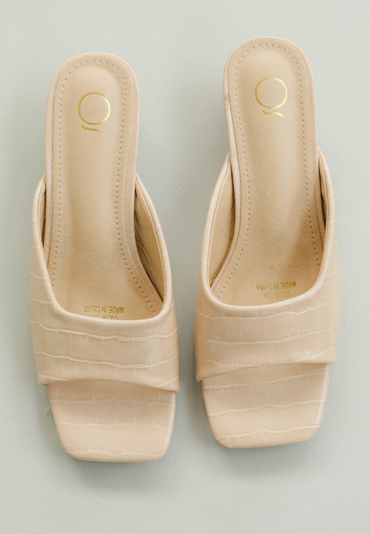 Cleo Panel Mules (Nude)